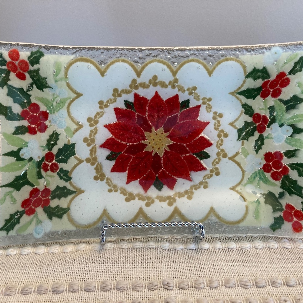Peggy Karr Glass Poinsettia Tray